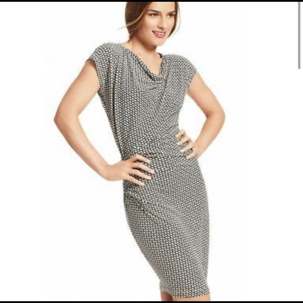 CAbi Black and White Patterned Dress
